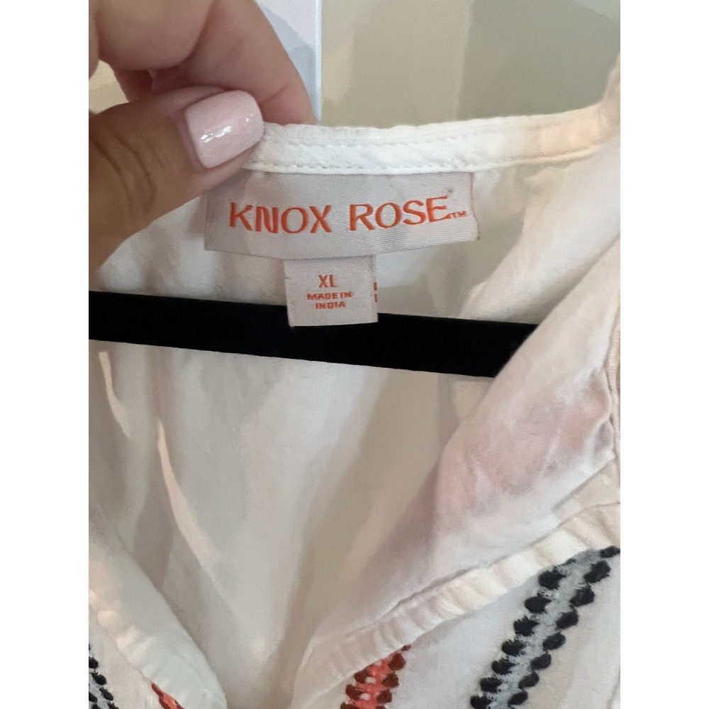 Knox Rose White Embroidered Flutter Sleeve Boho Mini Dress XL - Picture 6 of 7